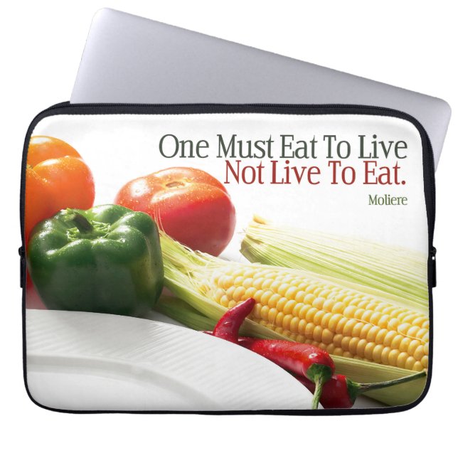 Funda Para Portátil Moliere cita Inspiradora "Come para vivir" (Frente)