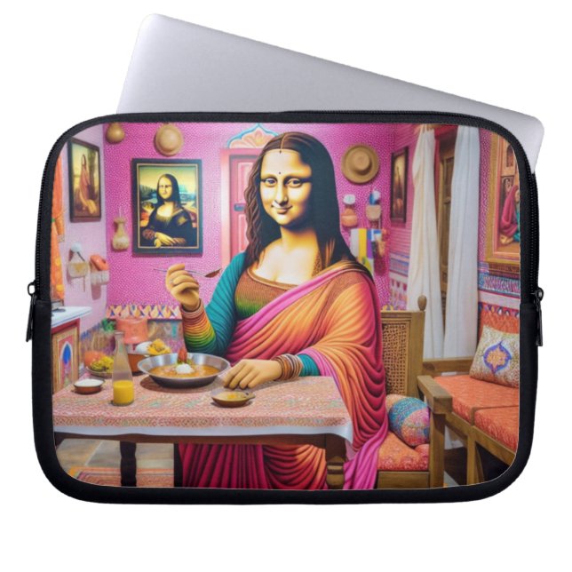 Funda Para Portátil Mona eating Indian foods (Frente)