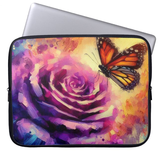 Funda Para Portátil Monarch Butterfly Rosa Purple Naranja Sunset (Frente)