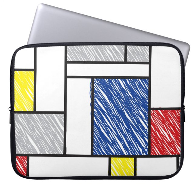Funda Para Portátil Mondrian Scribbles Minimalist De Stijl Modern Art (Frente)