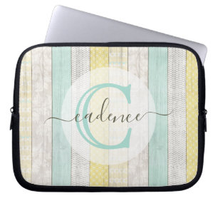 Funda Para Portátil Moneda rústica y Boho amarillo Geo moderno persona