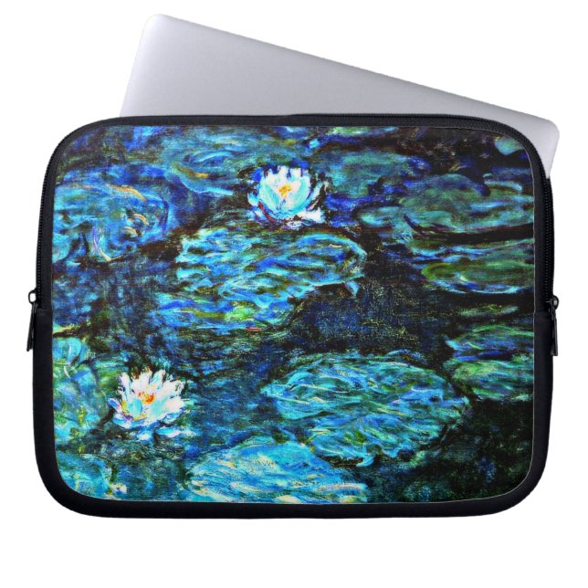 Funda Para Portátil Monet - Lilis de agua, azul, (Frente)