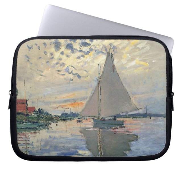 Funda Para Portátil Monet Sailboat Impresionismo Francés Arte Clásico (Frente)