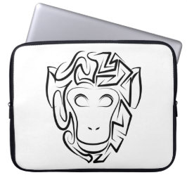 Funda Para Portátil Mono tribal blanco y negro