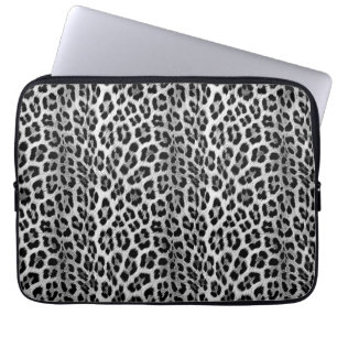 Funda Para Portátil Monocromo blanco y negro, patrón leopardo