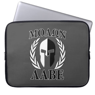 Funda Para Portátil Monocromo de los Laureles de la Máscara Espartana