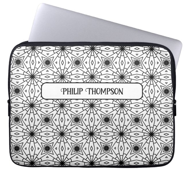 Funda Para Portátil Monocromo Elegante Patrón Resumen Manga para portá (Frente)