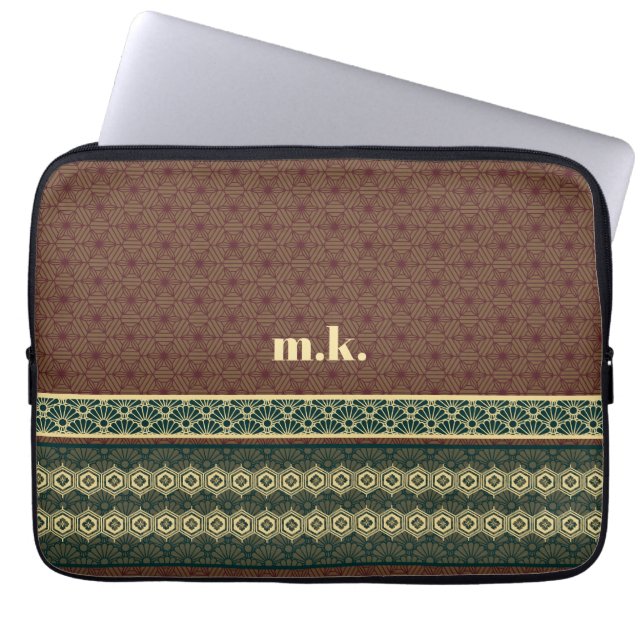Funda Para Portátil Monogram Classic Red Green Kikkou Pattern (Frente)