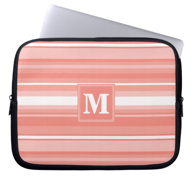 Funda Para Portátil Monogram coral stripes (Frente)