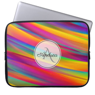 Funda Para Portátil Monograma abstracto de gradiente de arcoíris