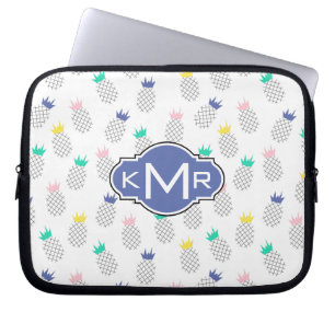 Funda Para Portátil Monograma abstracto de las piñas el