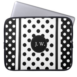 Funda Para Portátil Monograma Abstracto En Blanco Y Negro