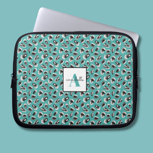 Funda Para Portátil Monograma Acuático Leopardo Estampado Animal Perso