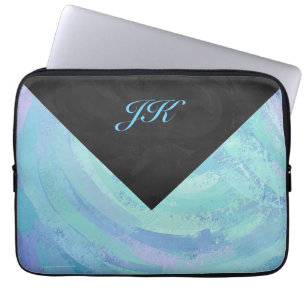Funda Para Portátil Monograma azul glaciar