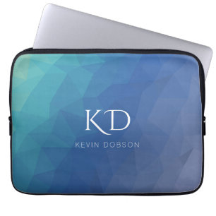 Funda Para Portátil Monograma azul marino y nombre simple