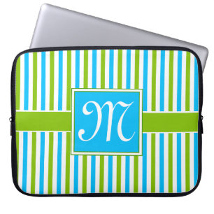 Funda Para Portátil Monograma azul y verde colorido del modelo de la