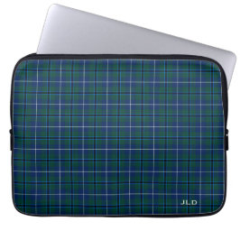 Funda Para Portátil Monograma azul y verde de Clan Douglas Tartan