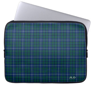 Funda Para Portátil Monograma azul y verde de Clan Douglas Tartan