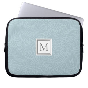 Funda Para Portátil Monograma Botánico Floral Azul Claro Elegante