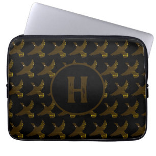 Funda Para Portátil Monograma Clásico Faux Relieves metalizados dorado