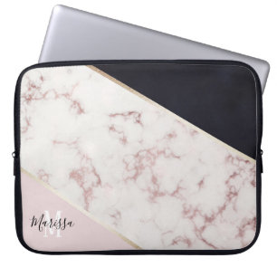 Funda Para Portátil Monograma color de rosa femenino del extracto del