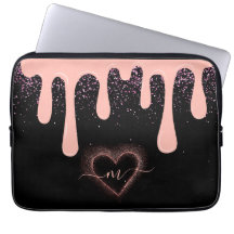 Monograma con brillo de pintura rosa con goteo fem