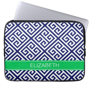 Funda Para Portátil Monograma conocido esmeralda dominante griego del