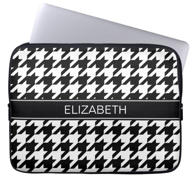 Funda Para Portátil Monograma conocido negro blanco negro de (Frente)