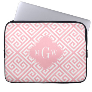 Funda Para Portátil Monograma conocido rosado dominante griego del MED