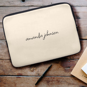 Funda Para Portátil Monograma cursivo moderno de estilo burgués con no
