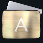 Funda Para Portátil Monograma de acero inoxidable Gold de lujo<br><div class="desc">Elegante Manga Monograma De Lujo De Faux De Acero Inoxidable. Esta manga se puede personalizar para incluir su nombre inicial y su nombre de pila.</div>