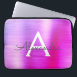 Funda Para Portátil Monograma de acero inoxidable rosa y morado<br><div class="desc">Manga monograma elegante de acero inoxidable color rosa y púrpura pastel Ombre Faux. Esta manga se puede personalizar para incluir su nombre inicial y su nombre.</div>