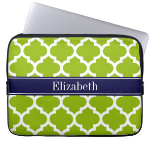 Funda Para Portátil Monograma de Apple Grn Whisk #5 nombre azul de la 