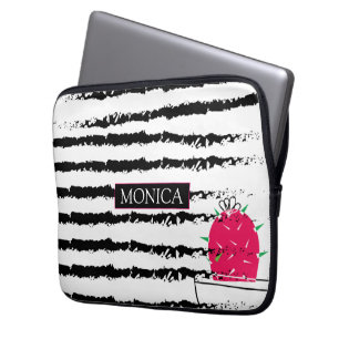 Funda Para Portátil Monograma de cactus rosado