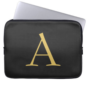 Funda Para Portátil Monograma de color oro gris