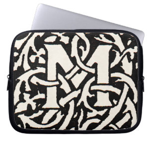 Funda Para Portátil Monograma de cosecha de vintage M Letra Art Nouvea