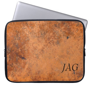 Funda Para Portátil Monograma de cuero grunge