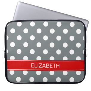 Funda Para Portátil Monograma de denominaciones rojas #2 de los puntos