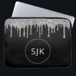 Funda Para Portátil Monograma de esparkle Purpurina giratorio personal<br><div class="desc">Purpurina de Faux Negro y Plata personalizado y Funda de Iniciales Monogramadas Sparkle Elegant. Este funda se puede personalizar para incluir su nombre inicial y su nombre de pila.</div>