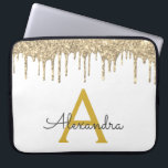 Funda Para Portátil Monograma de espuma de Purpurina de oro blanco<br><div class="desc">Faux blancos y dorados Impulso Moderno y Elegante Purpurina Girly y elegante Funda Monograma elegante. Este funda se puede personalizar para incluir su nombre inicial y su nombre de pila.</div>