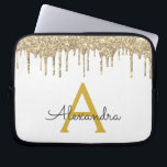 Funda Para Portátil Monograma de espuma de Purpurina de oro blanco<br><div class="desc">Faux blancos y dorados Impulso Moderno y Elegante Purpurina Girly y elegante Funda Monograma elegante. Este funda se puede personalizar para incluir su nombre inicial y su nombre de pila.</div>