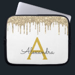 Funda Para Portátil Monograma de espuma de Purpurina de oro blanco<br><div class="desc">Faux blancos y dorados Impulso Moderno y Elegante Purpurina Girly y elegante Funda Monograma elegante. Este funda se puede personalizar para incluir su nombre inicial y su nombre de pila.</div>