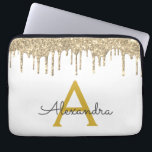 Funda Para Portátil Monograma de espuma de Purpurina de oro blanco<br><div class="desc">Faux blancos y dorados Impulso Moderno y Elegante Purpurina Girly y elegante Funda Monograma elegante. Este funda se puede personalizar para incluir su nombre inicial y su nombre de pila.</div>