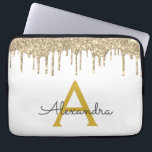 Funda Para Portátil Monograma de espuma de Purpurina de oro blanco<br><div class="desc">Faux blancos y dorados Impulso Moderno y Elegante Purpurina Girly y elegante Funda Monograma elegante. Este funda se puede personalizar para incluir su nombre inicial y su nombre de pila.</div>