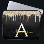 Funda Para Portátil Monograma de espuma de Purpurina de oro negro<br><div class="desc">Faux negro y dorado Impulso Moderno y Elegante Purpurina Girly y elegante Funda Monograma elegante. Este funda se puede personalizar para incluir su nombre inicial y su nombre de pila.</div>