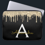 Funda Para Portátil Monograma de espuma de Purpurina de oro negro<br><div class="desc">Faux negro y dorado Impulso Moderno y Elegante Purpurina Girly y elegante Funda Monograma elegante. Este funda se puede personalizar para incluir su nombre inicial y su nombre de pila.</div>