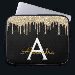 Funda Para Portátil Monograma de espuma de Purpurina de oro negro<br><div class="desc">Faux negro y dorado Impulso Moderno y Elegante Purpurina Girly y elegante Funda Monograma elegante. Este funda se puede personalizar para incluir su nombre inicial y su nombre de pila.</div>