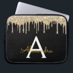 Funda Para Portátil Monograma de espuma de Purpurina de oro negro<br><div class="desc">Faux negro y dorado Impulso Moderno y Elegante Purpurina Girly y elegante Funda Monograma elegante. Este funda se puede personalizar para incluir su nombre inicial y su nombre de pila.</div>