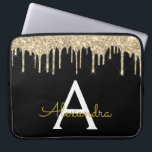 Funda Para Portátil Monograma de espuma de Purpurina de oro negro<br><div class="desc">Faux negro y dorado Impulso Moderno y Elegante Purpurina Girly y elegante Funda Monograma elegante. Este funda se puede personalizar para incluir su nombre inicial y su nombre de pila.</div>