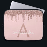 Funda Para Portátil Monograma de espuma de Purpurina de oro rosa de Ru<br><div class="desc">Rubor Pink - Rosa Faux Gold Dripping Moderno y elegante Purpurina Girly y elegante Funda de Monograma. Este funda se puede personalizar para incluir su nombre inicial y su nombre de pila.</div>
